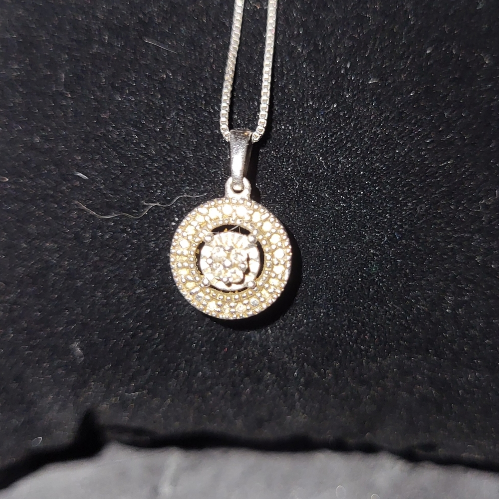 Sterling silver and diamond necklace 18 inch